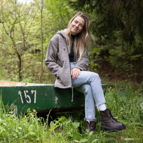 Wolljacke ohne Futter Naturbraun